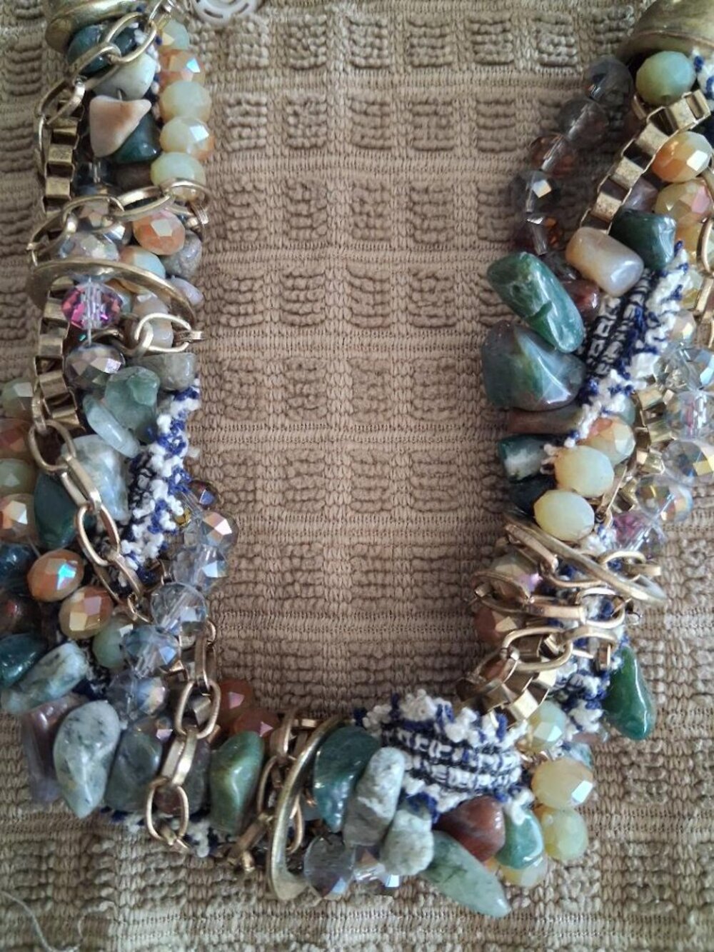 Chico's twisted multi-stone and fabric adjustable necklace in multicolors